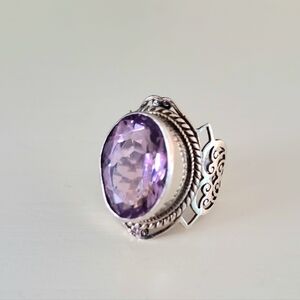 Large Oval Amethyst Ring Sz 9